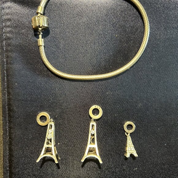 Sterling Silver Charm Bracelet with charms - Picture 2 of 2